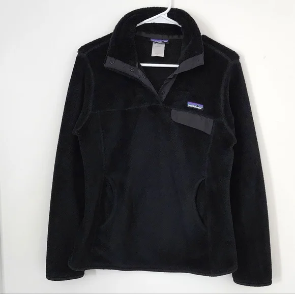 Patagonia Snap-T Black Fleece Jacket Pullover Women's Medium Outdoors Hiking - Picture 1 of 7